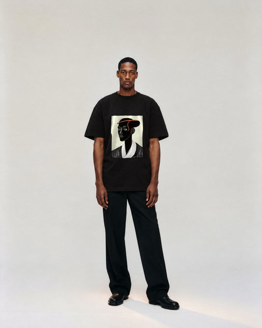 Amasunzu Tee on model. Model is 6'3" and wears size XL.