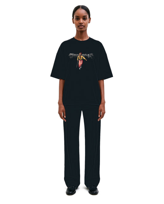 Entoto Tee on model. Model is 5'9" and wears size S.