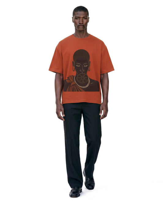 House of Omo Tee on model. Model is 6'3" and wears size XL.