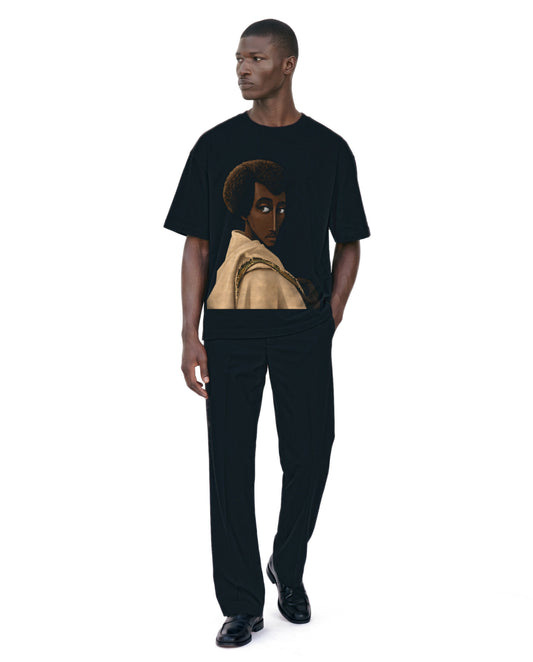 Karrayyu Tee on model. Model is 6'3" and wears size XL.