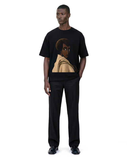 Karrayyu Tee on model. Model is 6'3" and wears size XL.