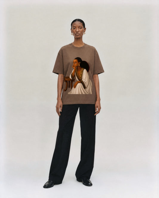 Negest Tee on model. Model is 5'9" and wears size S.