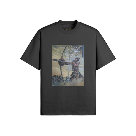 Rwanyonga Tee, Rwandan heritage graphic t-shirt in black, front view