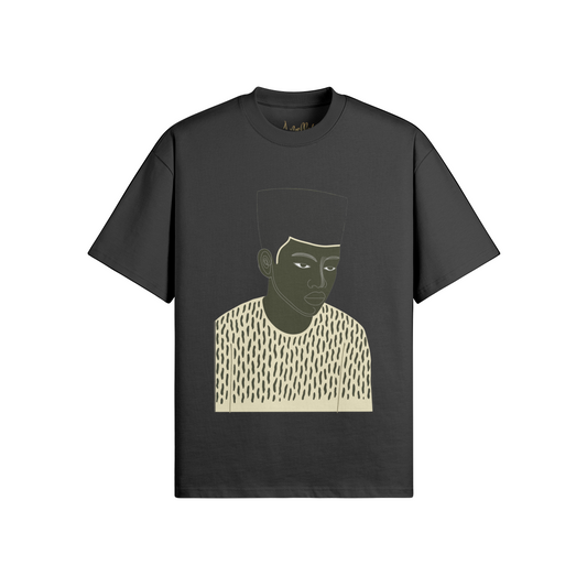 Penke Tee, Rwandan heritage graphic t-shirt in black, front view